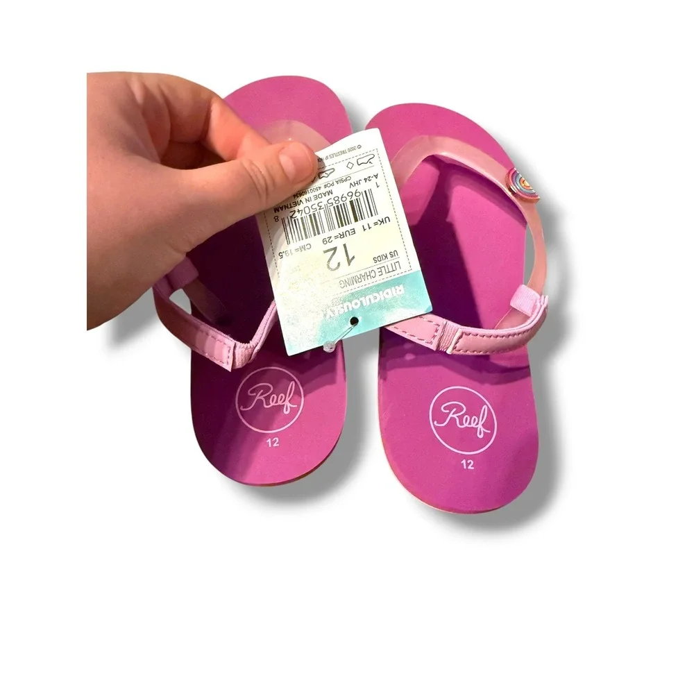 Reef Little Charming Sandals Kids Size 12 Purple Rainbow Flip Flops NEW‎